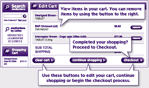 View your items, edit your cart or enter the checkout process